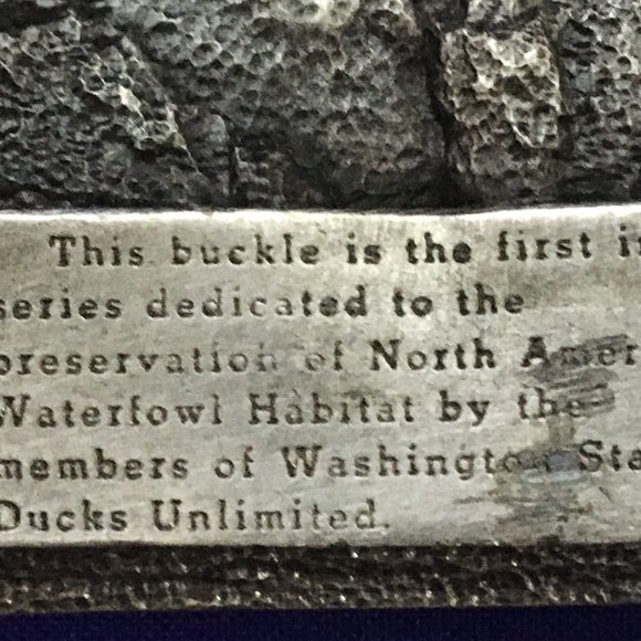 1984 Washington State Ducks Unlimited Solid Pewter Belt Buckle L/E #353/1000 - Picture 4 of 4